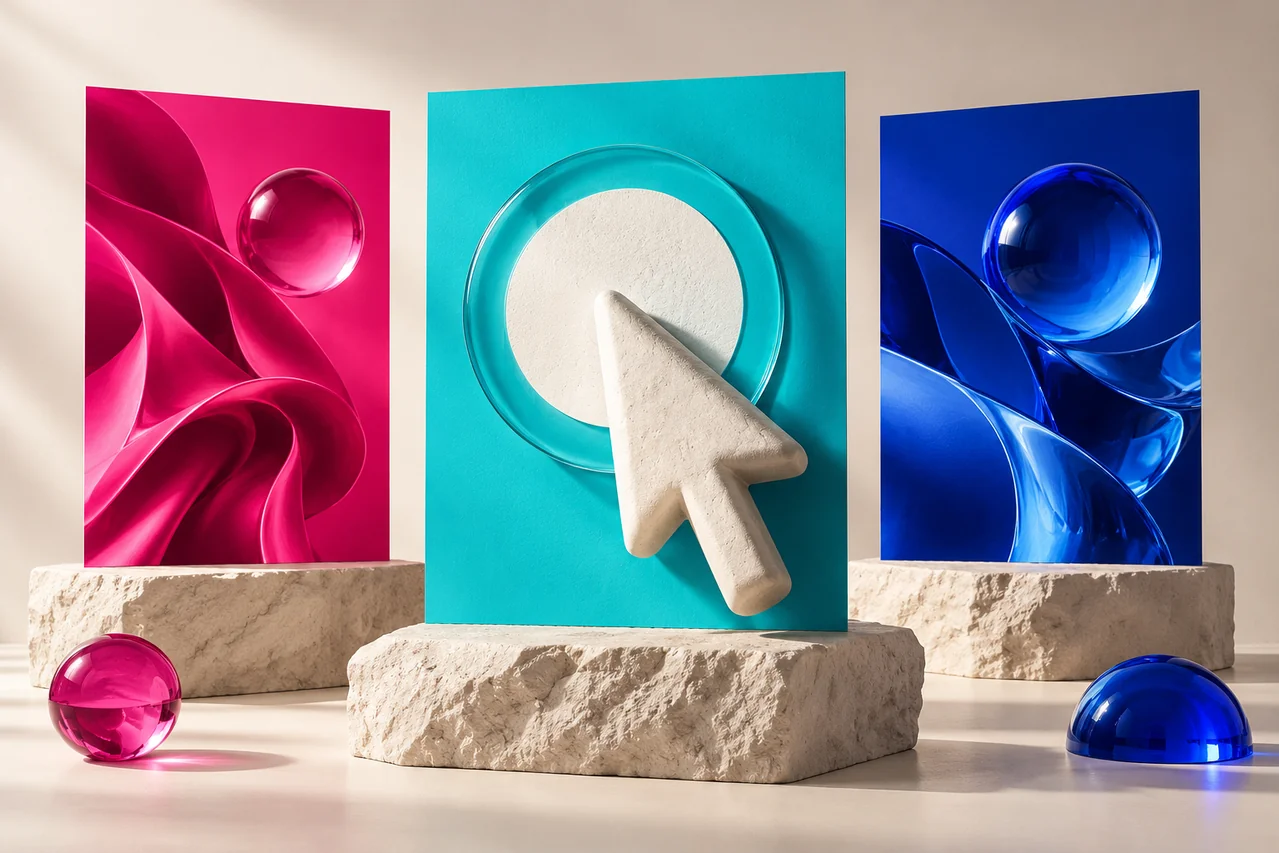 Original 3D illustration representing ad creatives (high ctr ads)