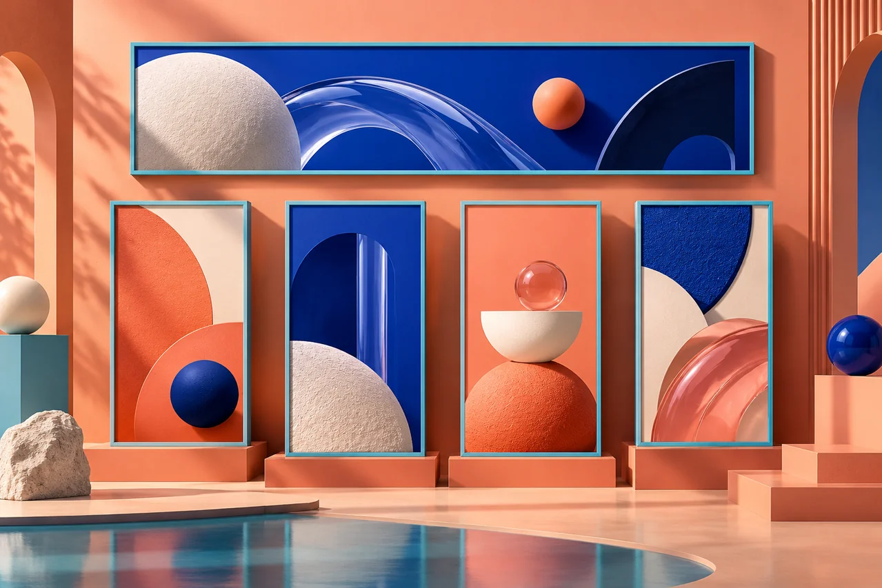 Original 3D illustration representing banner & poster design