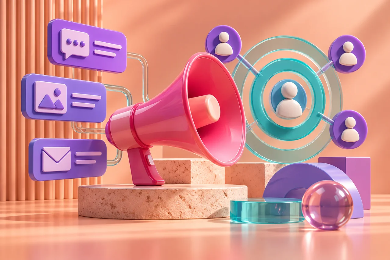 Original 3D illustration representing digital marketing
