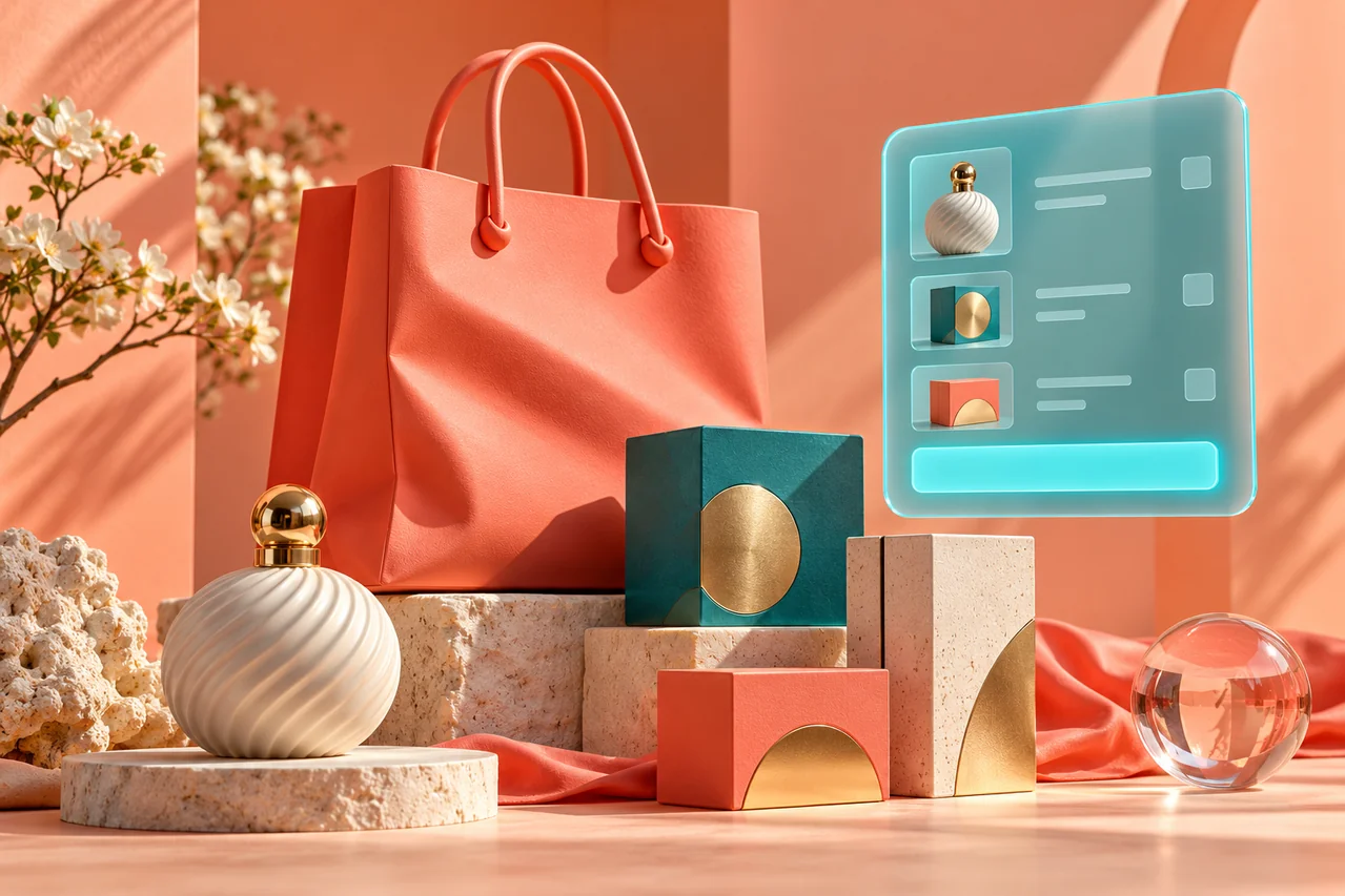 Original 3D illustration representing ecommerce website development