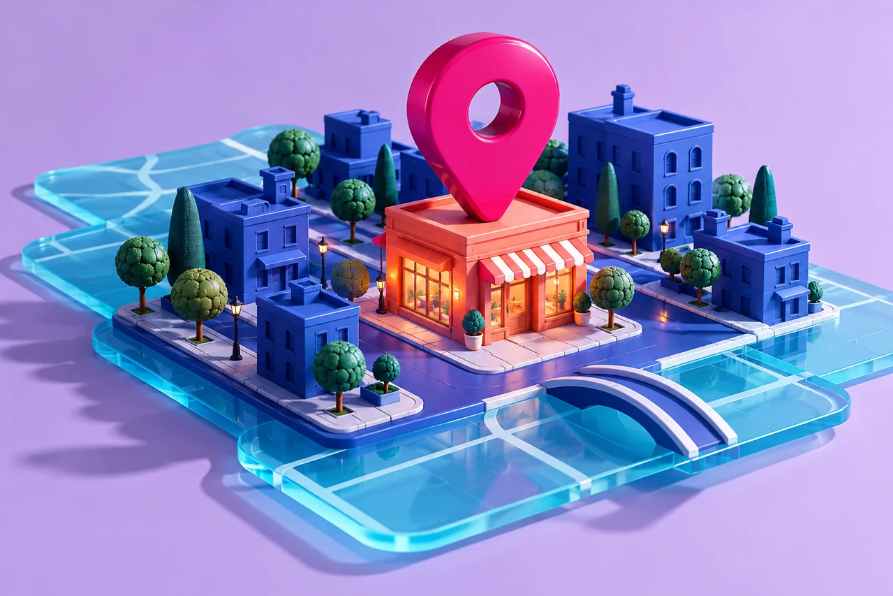 Original 3D illustration representing local seo (google business profile)