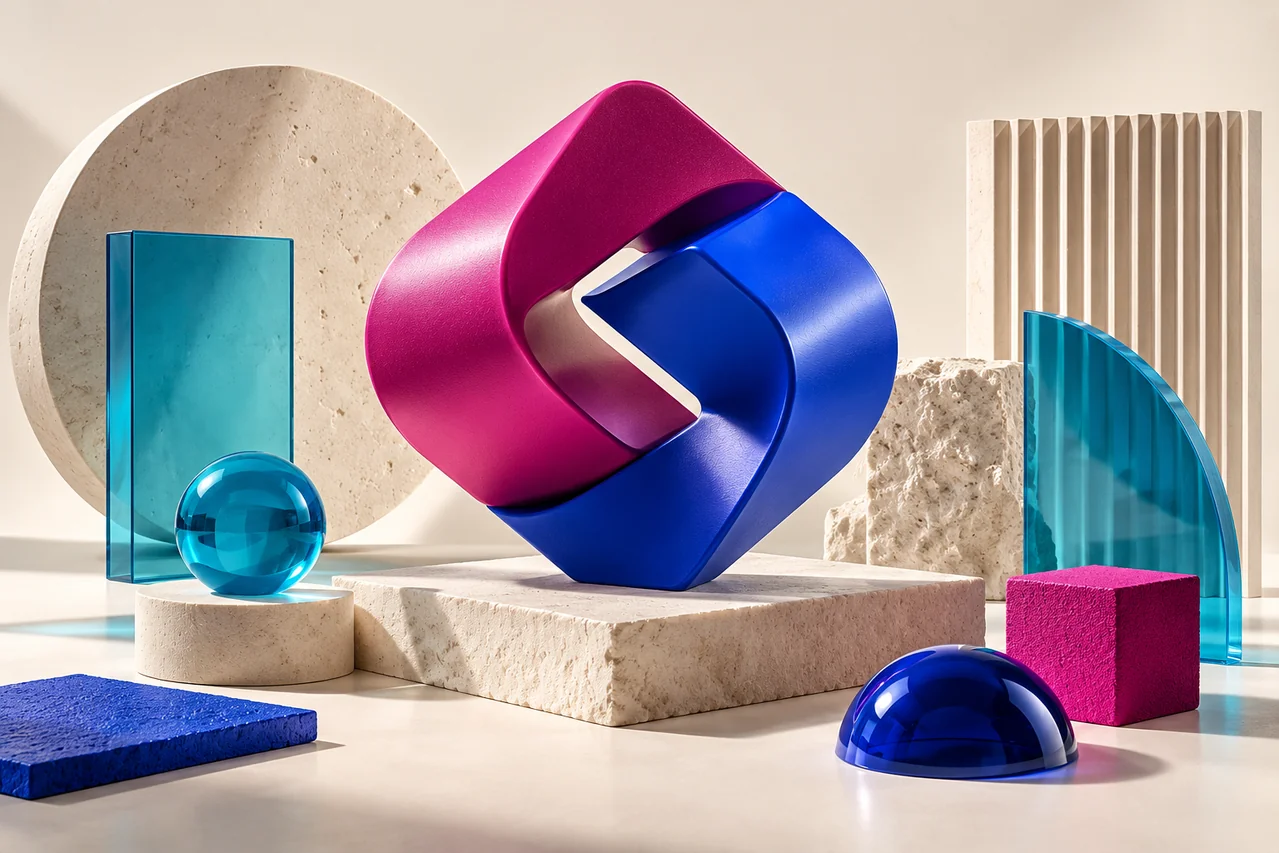 Original 3D illustration representing logo design (modern / minimal / 3d)
