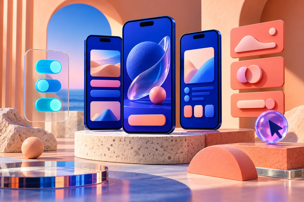 Original 3D illustration representing ui/ux design (website/app)
