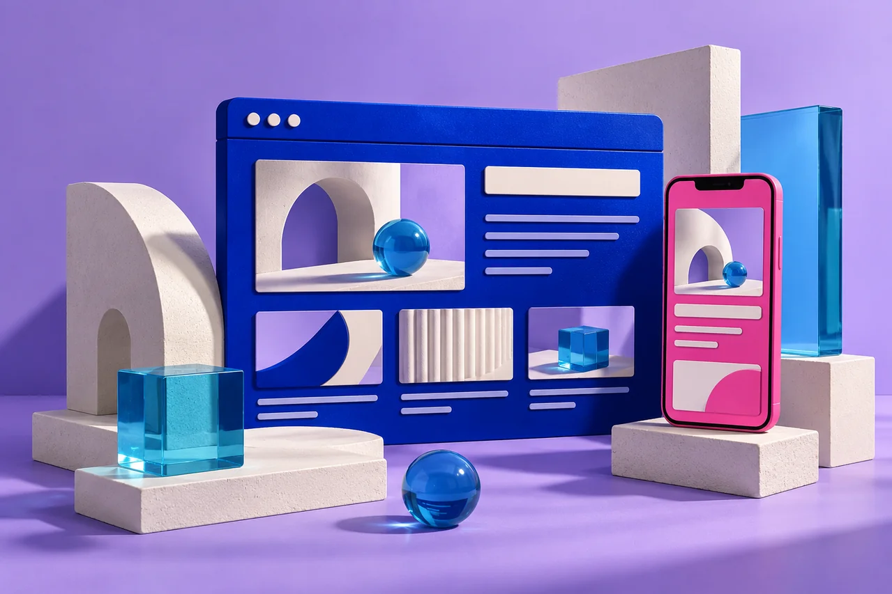 Original 3D illustration representing website development