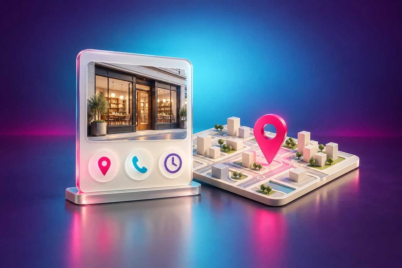 Local business profile and map pin helping nearby customers discover a business
