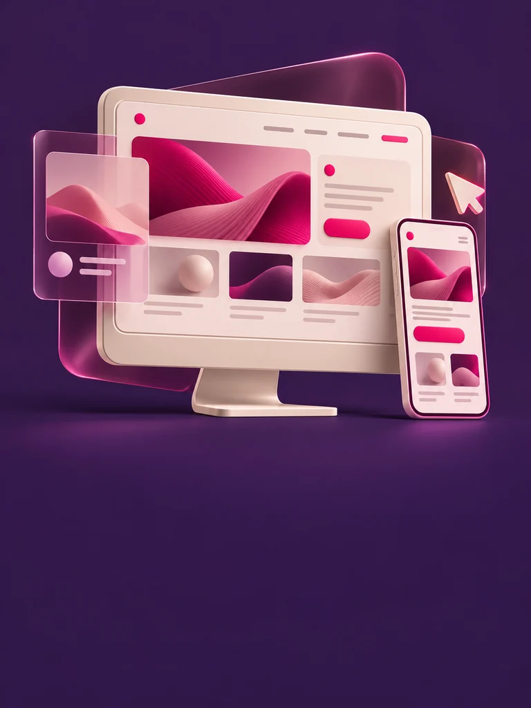 Desktop monitor and mobile screen illustrating responsive website development