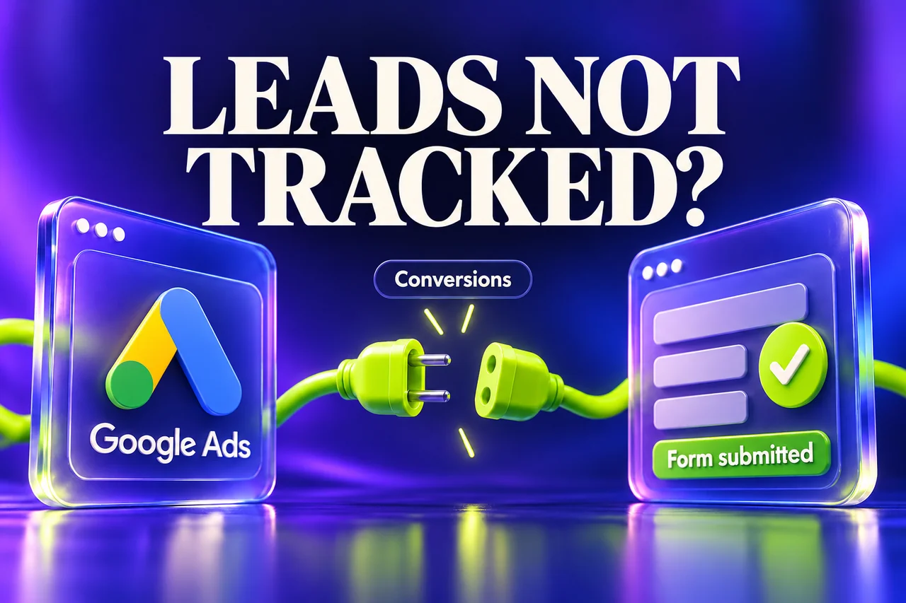 Google Ads icon and a Form submitted card separated by a disconnected bright lime conversion cable